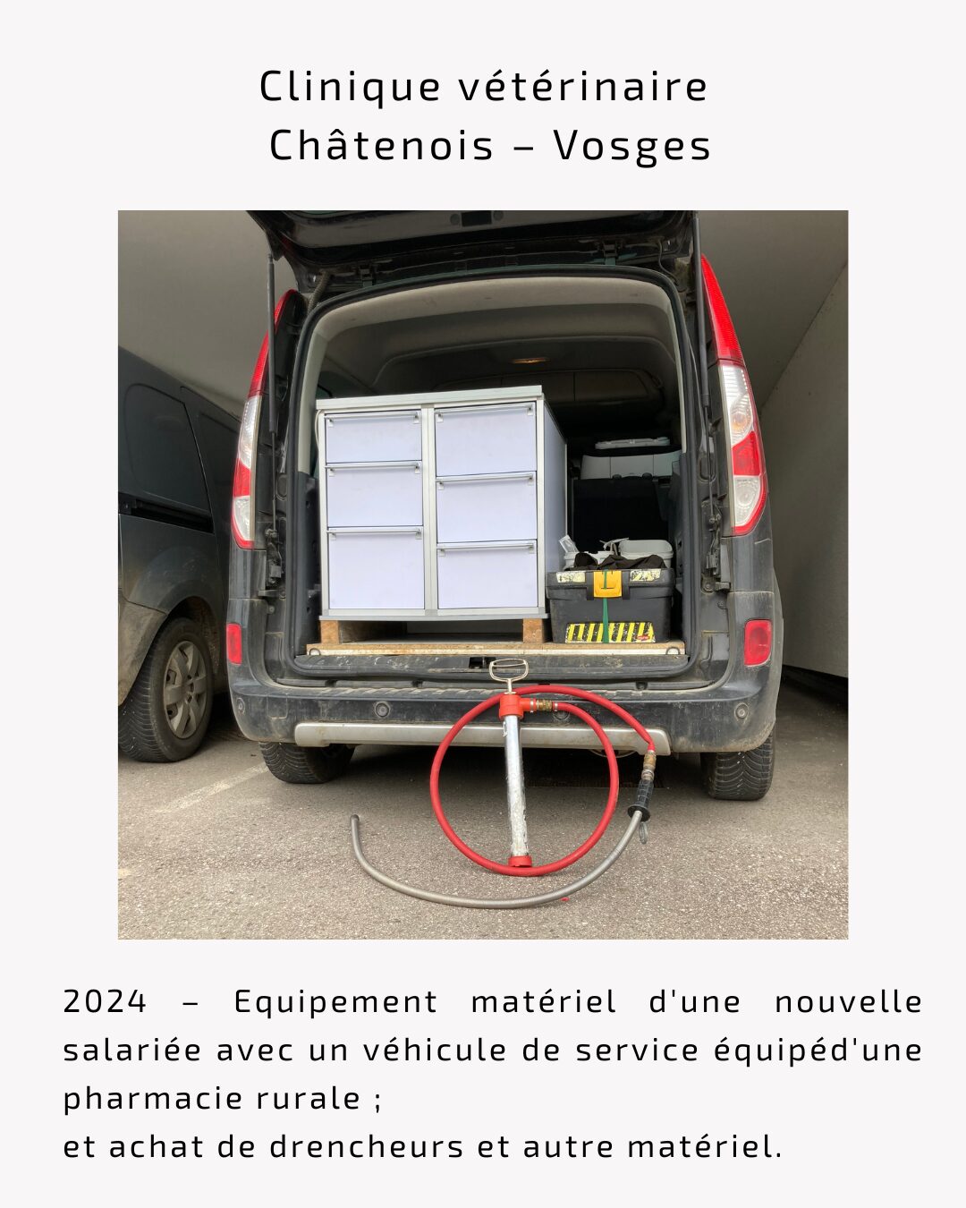 véhicule d'intervention vétérinaire de la clinique vétérinaire de Châtenois dans les Vosges